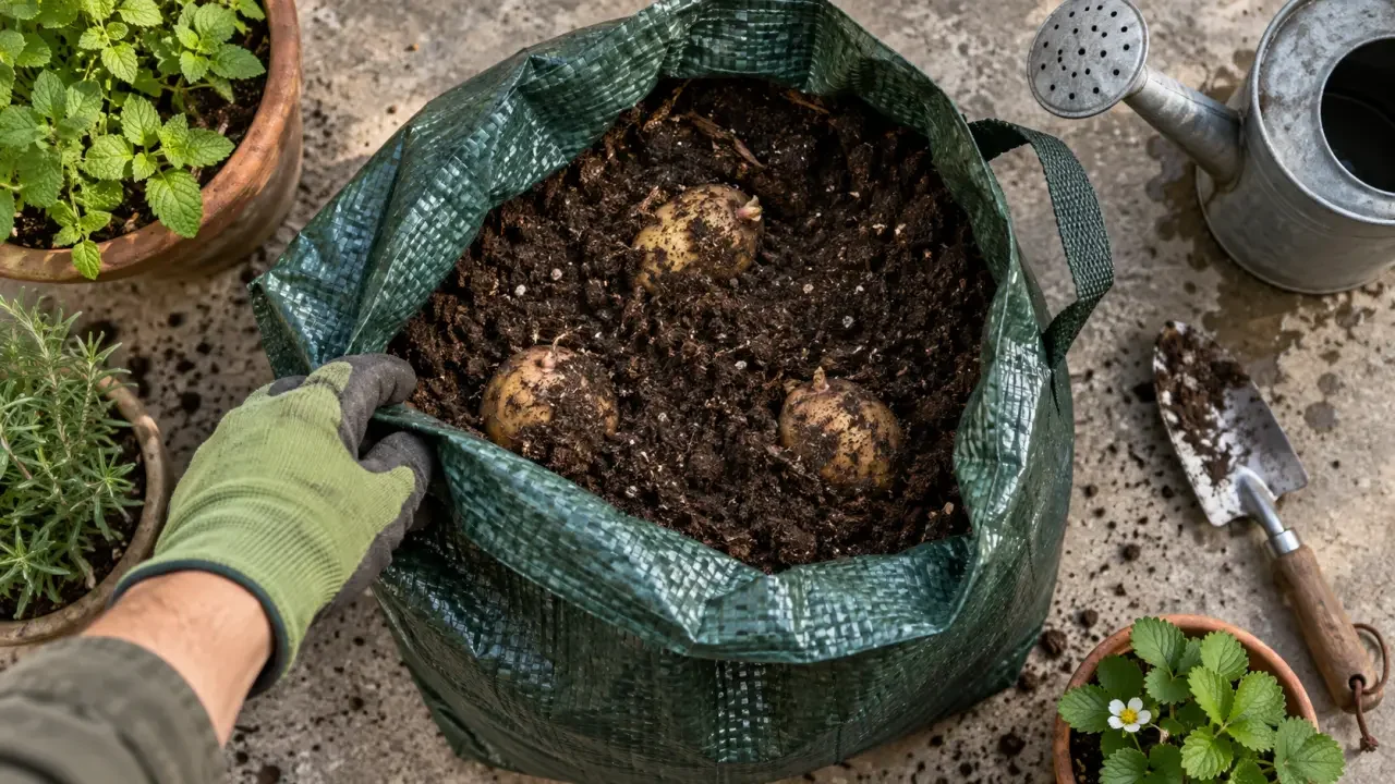 Illustration : Pomme de terre en sac : le drainage qui évite les tubercules pourris